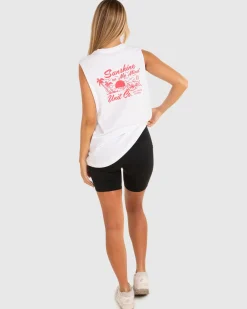 Unit Clothing UNIT Sunshine Ladies Muscle Tee WHITE Store